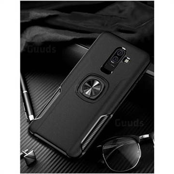 Knight Armor Anti Drop PC + Silicone Invisible Ring Holder Phone Cover for Samsung Galaxy J8 - Black