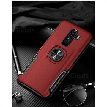 Knight Armor Anti Drop PC + Silicone Invisible Ring Holder Phone Cover for Samsung Galaxy J8 - Red