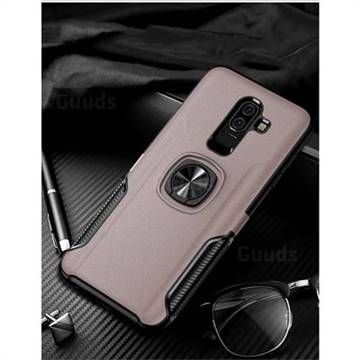Knight Armor Anti Drop PC + Silicone Invisible Ring Holder Phone Cover for Samsung Galaxy J8 - Rose Gold