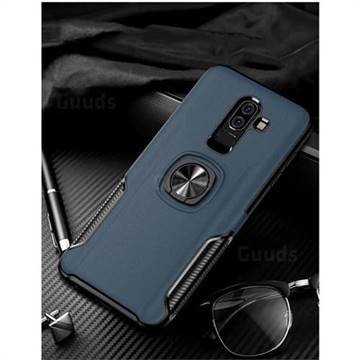Knight Armor Anti Drop PC + Silicone Invisible Ring Holder Phone Cover for Samsung Galaxy J8 - Sapphire