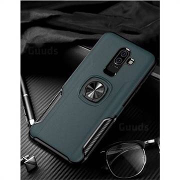 Knight Armor Anti Drop PC + Silicone Invisible Ring Holder Phone Cover for Samsung Galaxy J8 - Navy