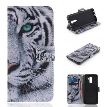 White Tiger PU Leather Wallet Case for Samsung Galaxy J8