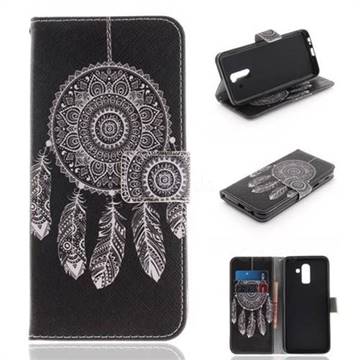Black Wind Chimes PU Leather Wallet Case for Samsung Galaxy J8