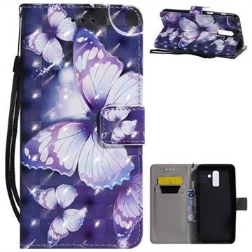 Violet butterfly 3D Painted Leather Wallet Case for Samsung Galaxy J8