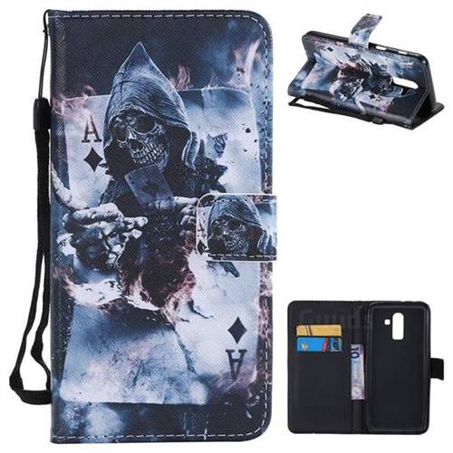 Skull Magician PU Leather Wallet Case for Samsung Galaxy J8