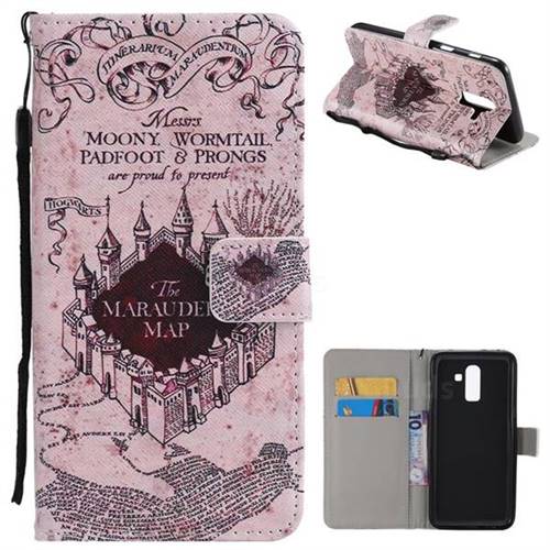 Castle The Marauders Map PU Leather Wallet Case for Samsung Galaxy J8