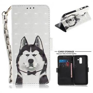 Husky Dog 3D Painted Leather Wallet Phone Case for Samsung Galaxy J8