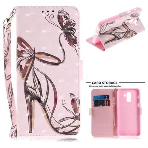 Butterfly High Heels 3D Painted Leather Wallet Phone Case for Samsung Galaxy J8