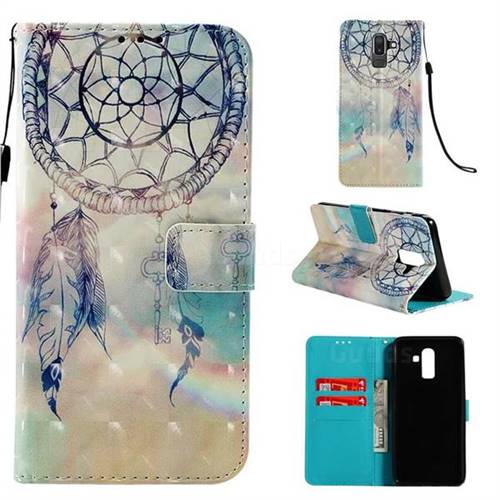 Fantasy Campanula 3D Painted Leather Wallet Case for Samsung Galaxy J8
