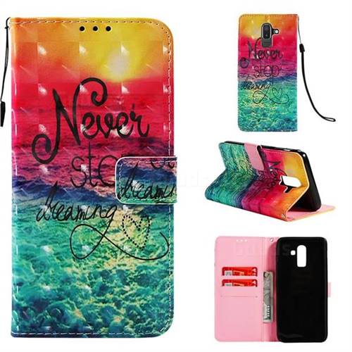 Colorful Dream Catcher 3D Painted Leather Wallet Case for Samsung Galaxy J8
