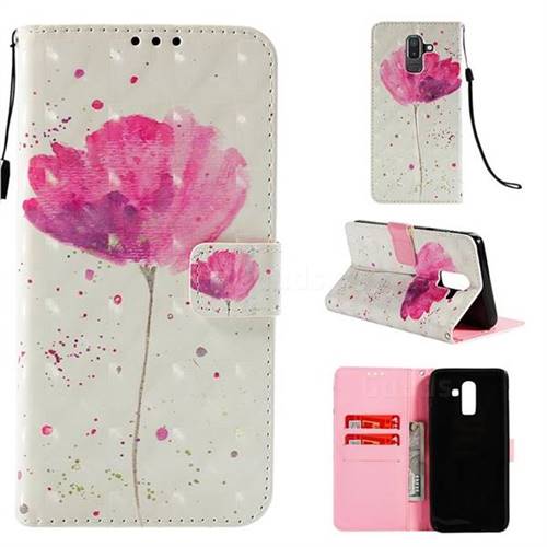 Watercolor 3D Painted Leather Wallet Case for Samsung Galaxy J8