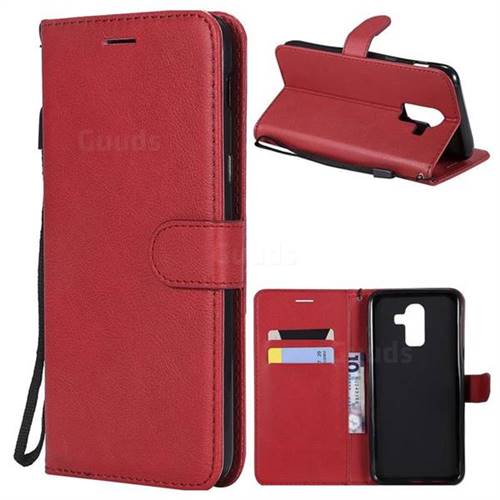 Retro Greek Classic Smooth PU Leather Wallet Phone Case for Samsung Galaxy J8 - Red