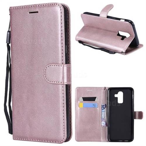 Retro Greek Classic Smooth PU Leather Wallet Phone Case for Samsung Galaxy J8 - Rose Gold