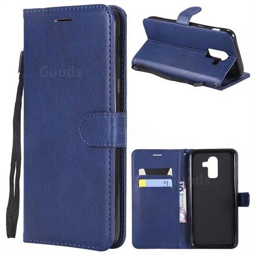 Retro Greek Classic Smooth PU Leather Wallet Phone Case for Samsung Galaxy J8 - Blue