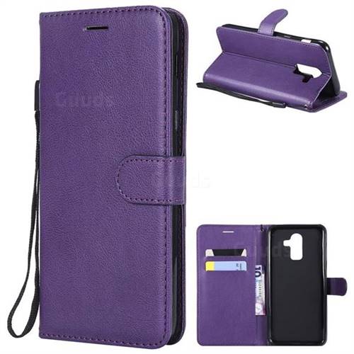 Retro Greek Classic Smooth PU Leather Wallet Phone Case for Samsung Galaxy J8 - Purple