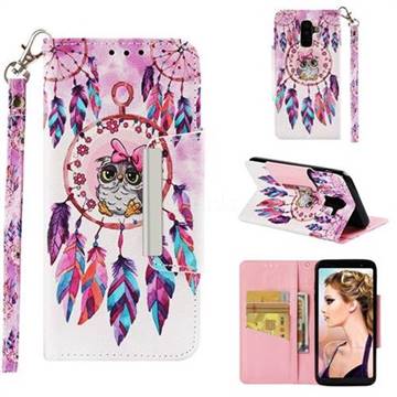 Owl Wind Chimes Big Metal Buckle PU Leather Wallet Phone Case for Samsung Galaxy J8