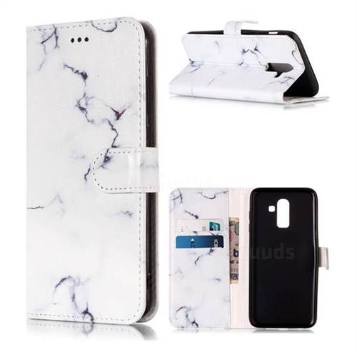 Soft White Marble PU Leather Wallet Case for Samsung Galaxy J8
