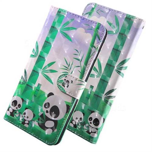Eating Bamboo Pandas 3D Painted Leather Wallet Case for Samsung Galaxy J8