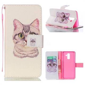 Lovely Cat Leather Wallet Phone Case for Samsung Galaxy J8