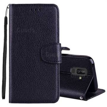 Litchi Pattern PU Leather Wallet Case for Samsung Galaxy J8 - Black