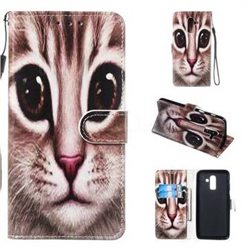 Coffe Cat Smooth Leather Phone Wallet Case for Samsung Galaxy J8
