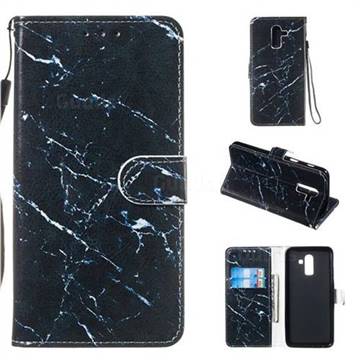 Black Marble Smooth Leather Phone Wallet Case for Samsung Galaxy J8
