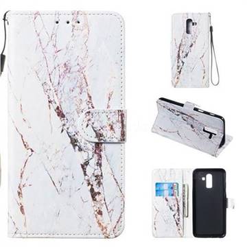 White Marble Smooth Leather Phone Wallet Case for Samsung Galaxy J8