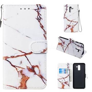 Platinum Marble Smooth Leather Phone Wallet Case for Samsung Galaxy J8