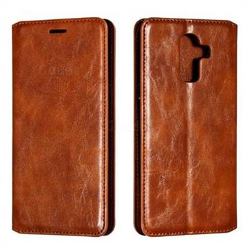 Retro Slim Magnetic Crazy Horse PU Leather Wallet Case for Samsung Galaxy J8 - Brown
