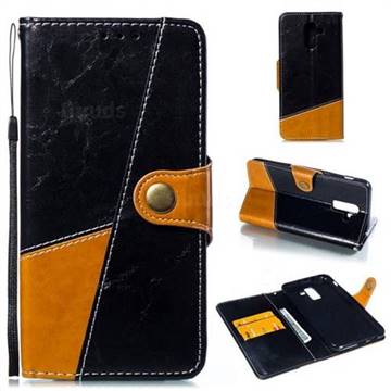 Retro Magnetic Stitching Wallet Flip Cover for Samsung Galaxy J8 - Black