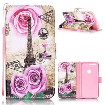Rose Eiffel Tower Leather Wallet Phone Case for Google Pixel