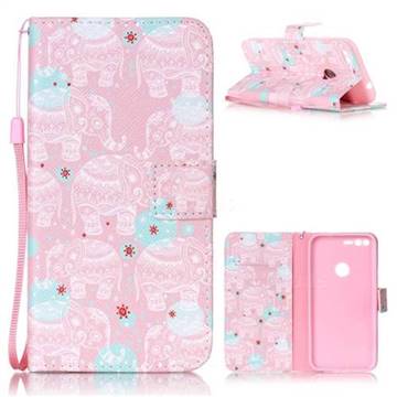 Pink Elephant Leather Wallet Phone Case for Google Pixel