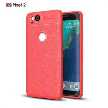 Luxury Auto Focus Litchi Texture Silicone TPU Back Cover for Google Pixel 2 - Red
