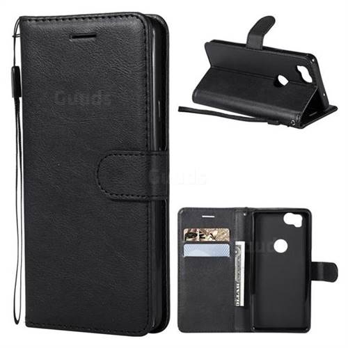 Retro Greek Classic Smooth PU Leather Wallet Phone Case for Google Pixel 2 - Black