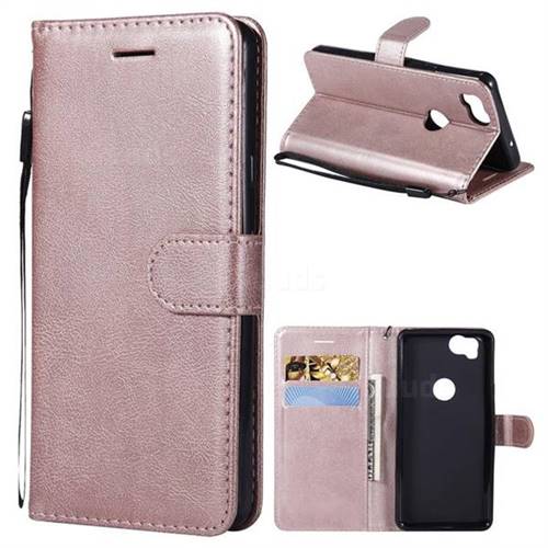 Retro Greek Classic Smooth PU Leather Wallet Phone Case for Google Pixel 2 - Rose Gold