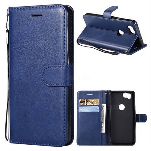 Retro Greek Classic Smooth PU Leather Wallet Phone Case for Google Pixel 2 - Blue