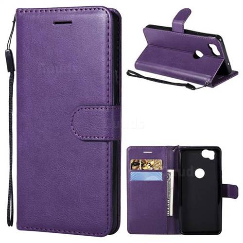 Retro Greek Classic Smooth PU Leather Wallet Phone Case for Google Pixel 2 - Purple