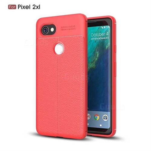 Luxury Auto Focus Litchi Texture Silicone TPU Back Cover for Google Pixel 2 XL - Red