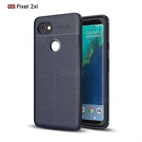 Luxury Auto Focus Litchi Texture Silicone TPU Back Cover for Google Pixel 2 XL - Dark Blue