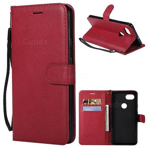 Retro Greek Classic Smooth PU Leather Wallet Phone Case for Google Pixel 2 XL - Red