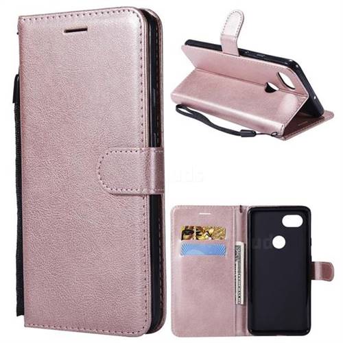 Retro Greek Classic Smooth PU Leather Wallet Phone Case for Google Pixel 2 XL - Rose Gold