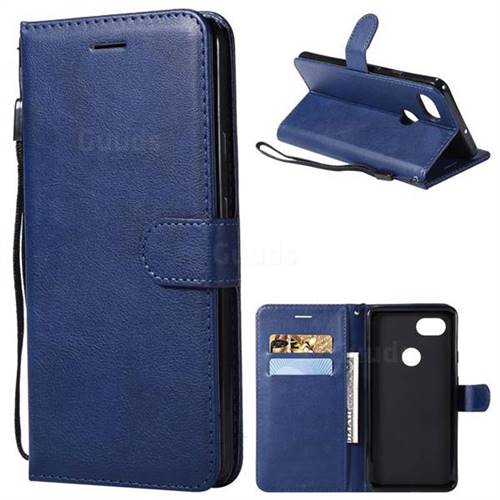 Retro Greek Classic Smooth PU Leather Wallet Phone Case for Google Pixel 2 XL - Blue