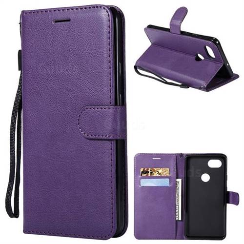 Retro Greek Classic Smooth PU Leather Wallet Phone Case for Google Pixel 2 XL - Purple
