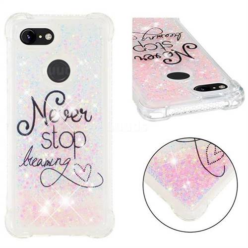 Never Stop Dreaming Dynamic Liquid Glitter Sand Quicksand Star TPU Case for Google Pixel 3