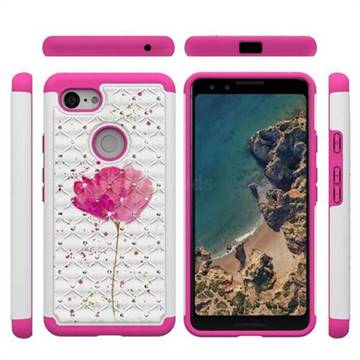 Watercolor Studded Rhinestone Bling Diamond Shock Absorbing Hybrid Defender Rugged Phone Case Cover for Google Pixel 3