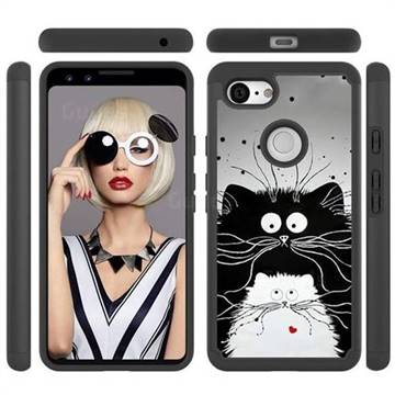 Black and White Cat Shock Absorbing Hybrid Defender Rugged Phone Case Cover for Google Pixel 3