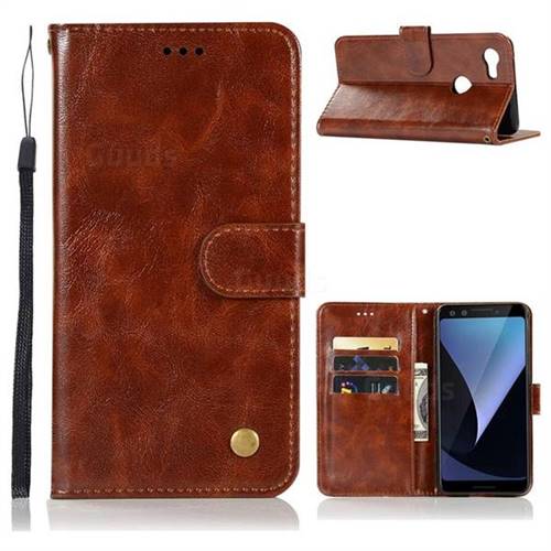 Luxury Retro Leather Wallet Case for Google Pixel 3 - Brown