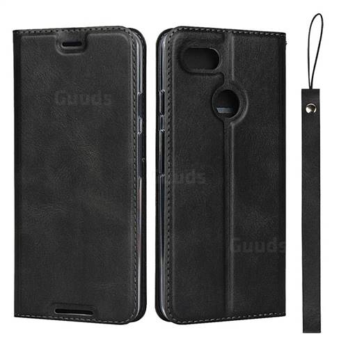 Calf Pattern Magnetic Automatic Suction Leather Wallet Case for Google Pixel 3 - Black