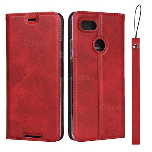 Calf Pattern Magnetic Automatic Suction Leather Wallet Case for Google Pixel 3 - Red