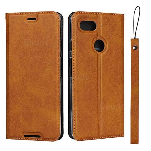 Calf Pattern Magnetic Automatic Suction Leather Wallet Case for Google Pixel 3 - Brown